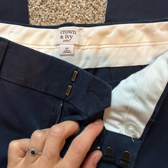 Crown and Ivy navy blue stretchy tapered dress pants - Picture 3 of 4